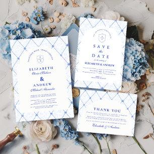 Cartão RSVP Porcelana Azul e Branco Casamento Chinoiserie