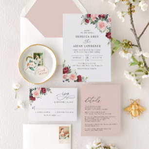 Convite De Casamento Floral De Aquarela Russa De O