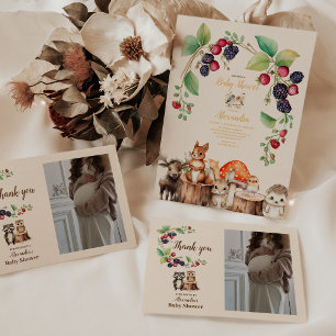 Convites Chá de fraldas de animais florestais