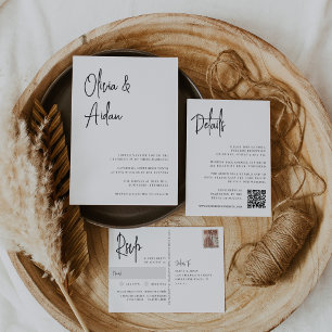 Cartão De Informações Preto   Detalhes do casamento All-in-One do Script