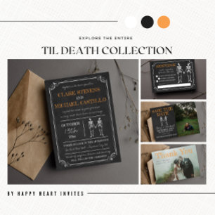 Convites Til Death Halloween Skeleton Orange Black Casament