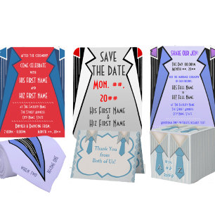 Cartão RSVP Sua e Sua Azul Oxford Pinstripe