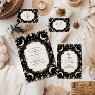 Reserve A Data Vintage Celestial Estrelas da Lua Botânica Casadas