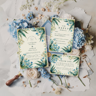 Cartão De Agradecimento Casamento Botânico Vintage Bluebell
