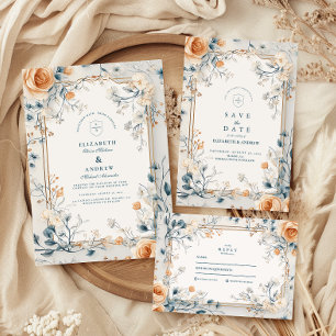 Cartão De Agradecimento Whimsical Vintage Floral Fern Wedding