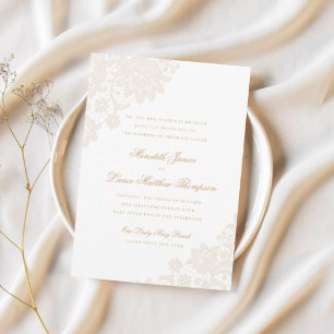 Convites Delicar o Canto de Lace Ivory e Casamento Dourado 