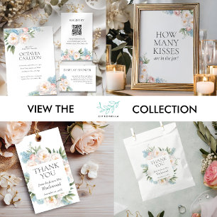 Convites Chá de panela clássico Flores Azuis e Rosa Suaves