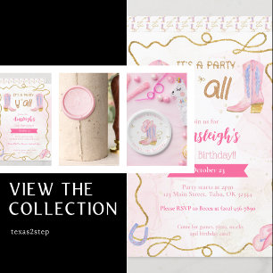 Prato De Papel Pink Cowgirl Boots Western Birday