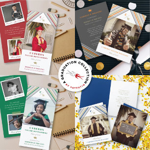 Cartão De Agradecimento Graduação Moderna de Foto em Stripes Diagonais Cas