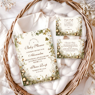 Convites Chá de fraldas Floresta de Cogumelos Woodland