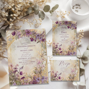 Cartão RSVP Lavanda Art Nouveau Mucha