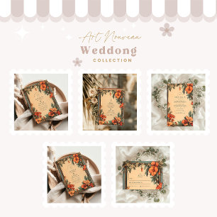 Cartão De Informações Summer Floral Frame Art Nouveau Casamento