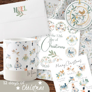 Ornamento De Cerâmica 12 dias de Partucho de Natal em uma árvore genealó