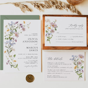 Convites Boho Wildflower Botanical Weditation