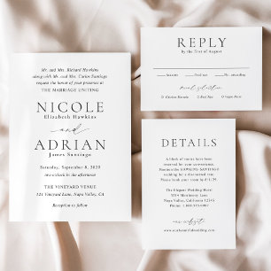 Convites Nicole White Elegant Wedding