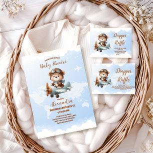 Convites Aventura de Avião de Urso Cortado Começa Chá de fr