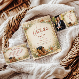 Convites Festa de Graduação de Caubói Rústica