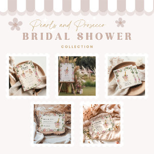 Cartão De Agradecimento Pérolas e Prosecco Bridal