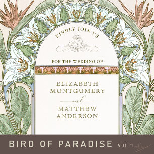 Strelitzia Casamento Convites Art Nouveau Mucha