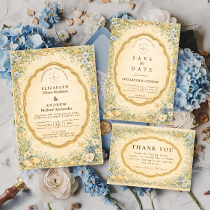 Convites Casamento Floral Náutico Costeiro Vintage