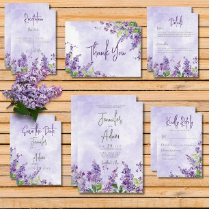 Boho Watercolor Lilac Flowers Convite De Casamento
