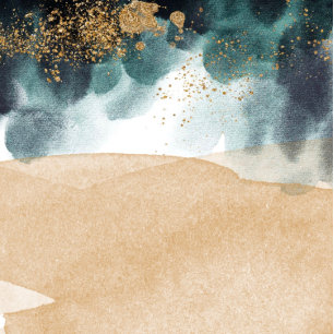 Convites Azul Verde Dourado Aquarela Agate Beach Weding Inv