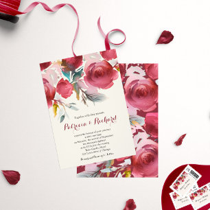 Convites Casamento Floral Romântico de Borgonha