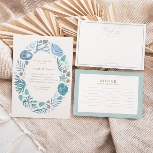 Convites Sob o Chá de fraldas náutico de Aquarela Marítima