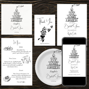 Adesivo Chá de panela de champanhe desenhado à mão