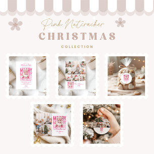Adesivo Celebração Feliz de Natal do Quebra-Nozes Rosa