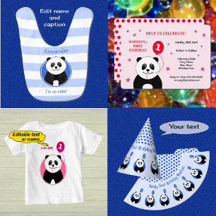Convites Primeira festa de aniversário de panda