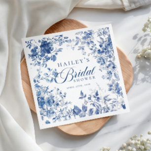 Prato De Papel Chuva de Noiva Elegante Toile Chinoiserie Azul
