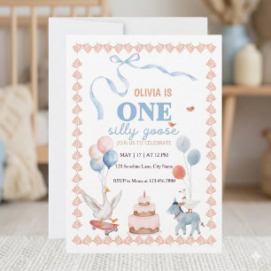 Convites Um Primeiro Aniversário de Menina Silly Goose em A