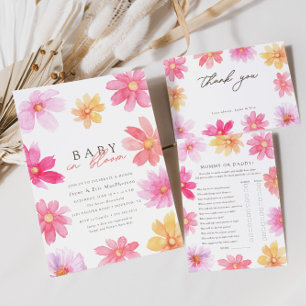 Convites Vibrant Summer Baby in Bloom Floral Wildflower