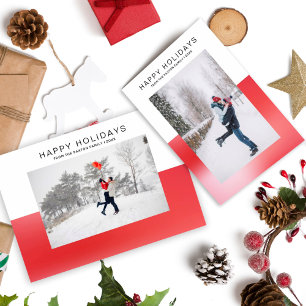 Cartão Postal Foto de Feriado Feliz de Aqua 2 Tone Watercolor