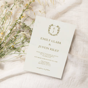 Convites Foto do Monograma Dourado Clássico Salvar o Casame