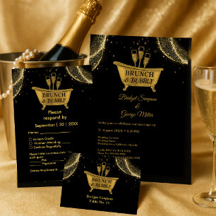 Convites Dourado Brunch e Casamento de Borracha Negra
