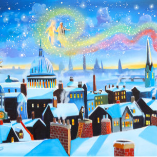 Cartão De Festividades Feliz Natal Scrooge e Londres