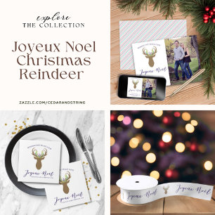 Cartão De Festividades Boho Reindeer de Natal Francês Joyeux Noel Photo