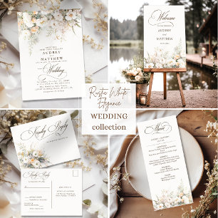 Cartão Postal De Anúncio Casamento Rustic White Blooms Salvar Data