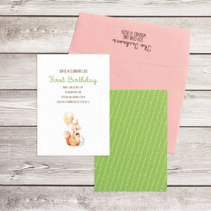 Convites Woodland Animal First Birthday/Convite Ao Chá