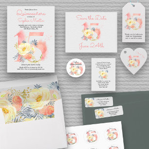 Etiquetas Para Lembrancinhas Quinceanera Blush Pink Floral Número 15 Obrigado