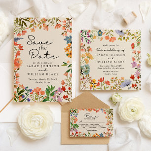Convites Boho Watercolor Garden of Wildflower Wedding