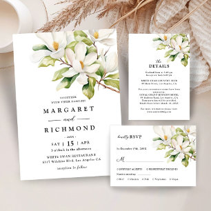 Convites Casamento Floral Da Magnolia Branca Salvar A Data