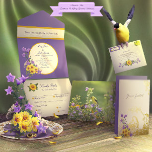 Convite para Casamento de Jardim Primavera Goldfin