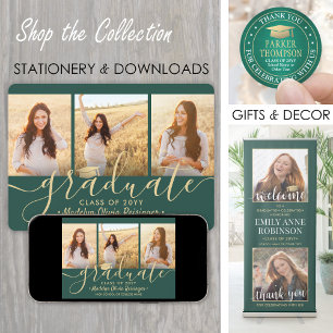 Convites 4 Colagem de Fotografias Script Dourada Festa de f