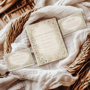 Convites Chá de Bebê de Noiva Botânico de Flores Silvestres