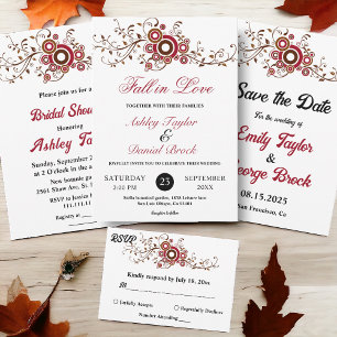 Convites Casamento Floral das Folhas de Ornamentado Elegant