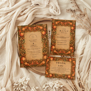 Cartão De Agradecimento Vintage Pomegranate Art Nouveau Casamento