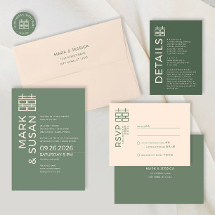 Adesivo de Casamento Verde Felicidade Dupla Modern
